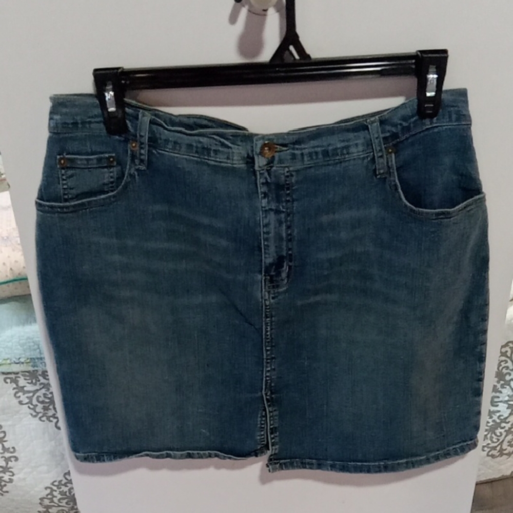 (343) Route 66 Women's Medium Blue Denim Stretch Skirt